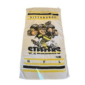Vintage 80s Beach Towel Pittsburgh Steelers Bath Jack Davis 1988 NFL